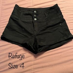 Black denim shorts